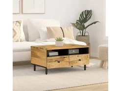 Mesa de centro de madera maciza mango 80x54x40 cm