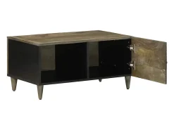 Mesa de centro de madera maciza de mango gris claro 80x50x40 cm