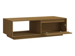 Mesa de centro de madera maciza pino marrón miel 110x50x33,5 cm