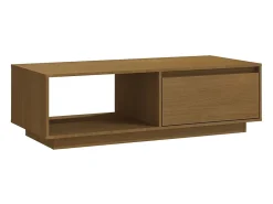 Mesa de centro de madera maciza pino marrón miel 110x50x33,5 cm