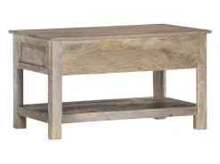 Mesa de centro de madera maciza de mango 82x52x47 cm