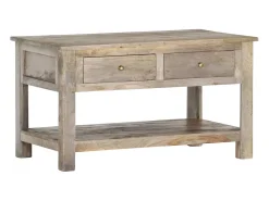 Mesa de centro de madera maciza de mango 82x52x47 cm