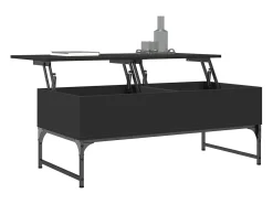 Mesa de centro de madera ingeniería y metal negro 100x50x40 cm