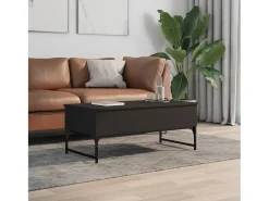 Mesa de centro de madera ingeniería y metal negro 100x50x40 cm