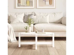 Mesa de centro de madera maciza de pino blanco 87x48x35 cm