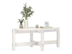 Mesa de centro de madera maciza de pino blanco 87x48x35 cm