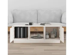 Mesa de centro de madera maciza de pino blanco 100x50x35 cm