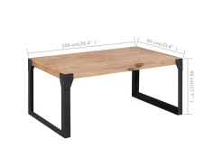 Mesa de centro de madera maciza reciclada 100x60x45 cm