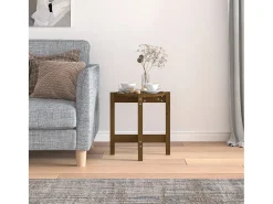 Mesa de centro de madera maciza de pino marrón miel Ø42,5x45 cm