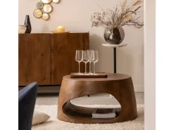 Mesa de centro de madera de mango Azure con almacenamiento - 65x65x41 cm