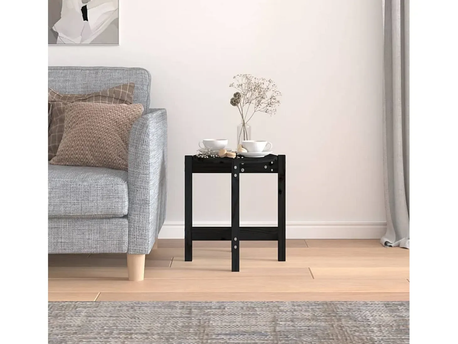 Mesa de centro de madera maciza de pino negro Ø42,5x45 cm ES97446