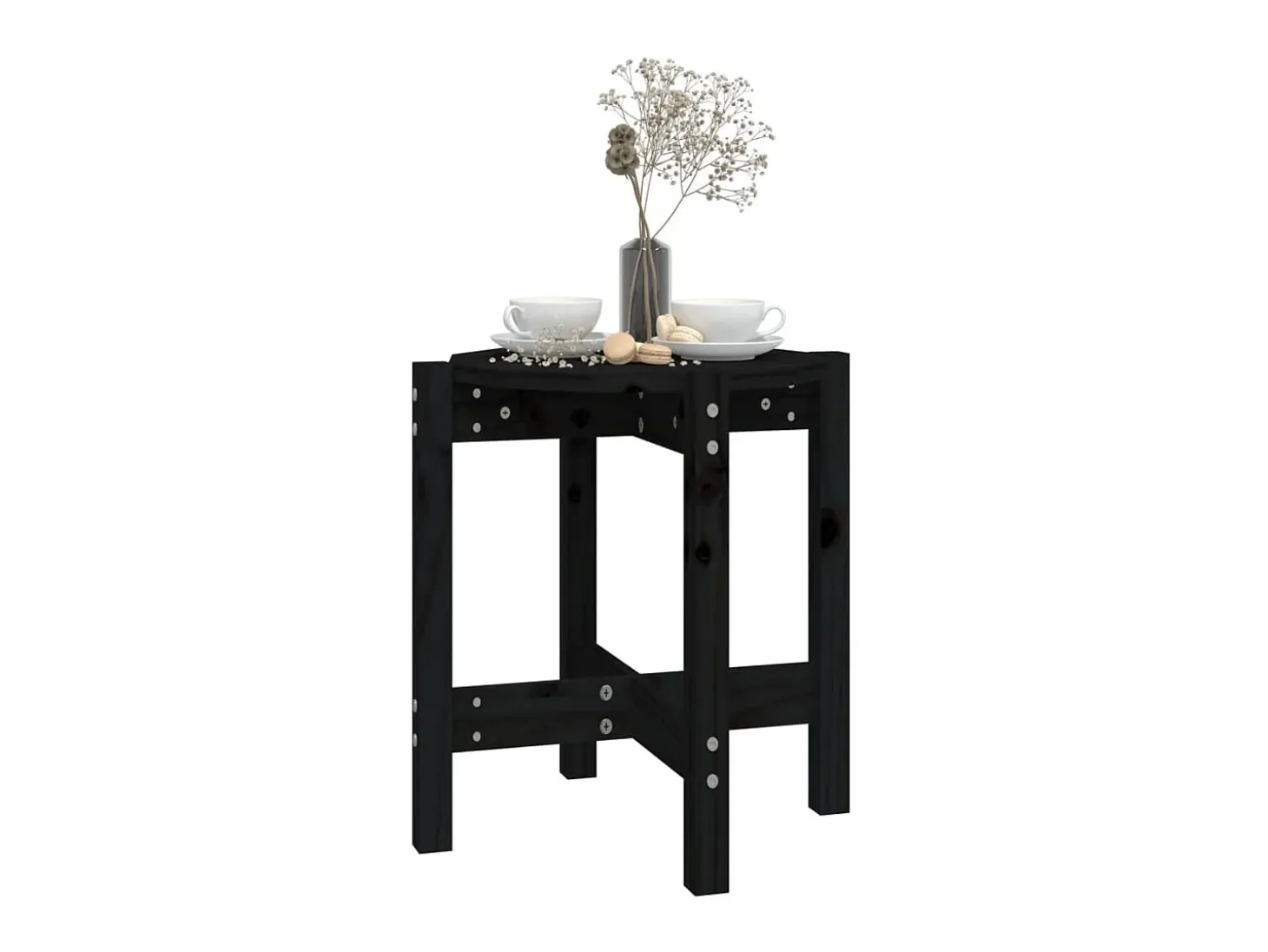 Mesa de centro de madera maciza de pino negro Ø42,5x45 cm ES97446