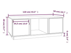 Mesa de centro de madera maciza de pino blanco 110x50x40 cm