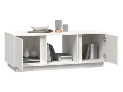 Mesa de centro de madera maciza de pino blanco 110x50x40 cm