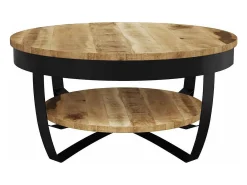 Mesa de centro de madera de mango rugosa 65x32 cm