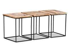 Mesa de centro de madera maciza de mango 56x48x40 cm