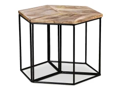 Mesa de centro de madera maciza de mango 56x48x40 cm