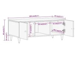 Mesa de centro de madera maciza mango 100x54x40 cm