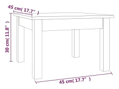 Mesa de centro de madera maciza de pino gris 45x45x30 cm