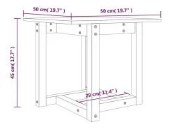 Mesa de centro de madera maciza de pino blanco 50x50x45 cm