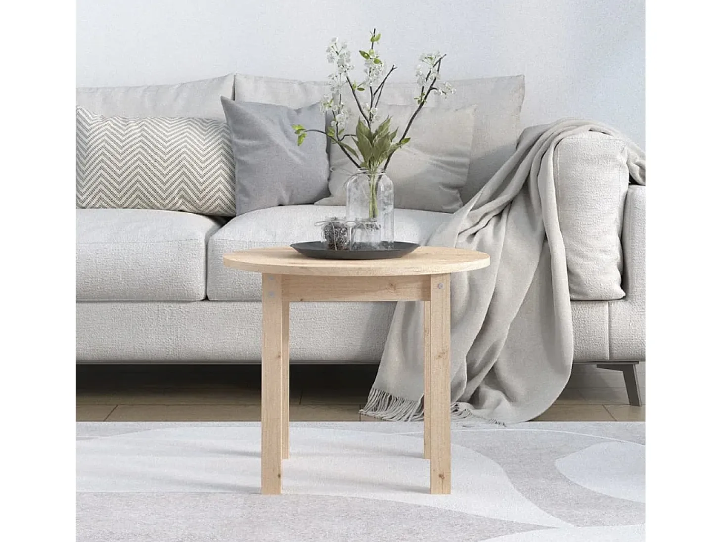 Mesa de centro de madera maciza de pino Ø 55x45 cm ES31025