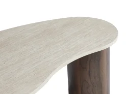 Mesa de centro de MDF - Efecto travertino beige y natural oscuro - ALOZYA
