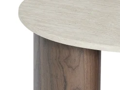 Mesa de centro de MDF - Efecto travertino beige y natural oscuro - ALOZYA
