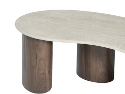 Mesa de centro de MDF - Efecto travertino beige y natural oscuro - ALOZYA