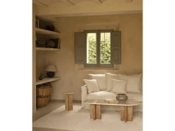 Mesa de centro de mármol daino reale y patas de madera maciza DECOWOOD de 120x50cm - TOSCANA - DECOWOOD