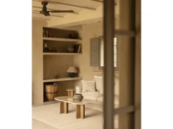 Mesa de centro de mármol daino reale y patas de madera maciza DECOWOOD de 120x50cm - TOSCANA - DECOWOOD