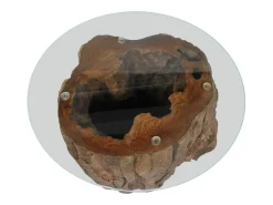 Mesa de centro de teca y vidrio 50x40 cm