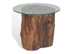 Mesa de centro de teca y vidrio 50x40 cm