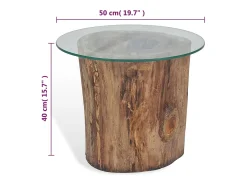 Mesa de centro de teca y vidrio 50x40 cm