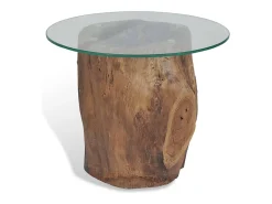 Mesa de centro de teca y vidrio 50x40 cm