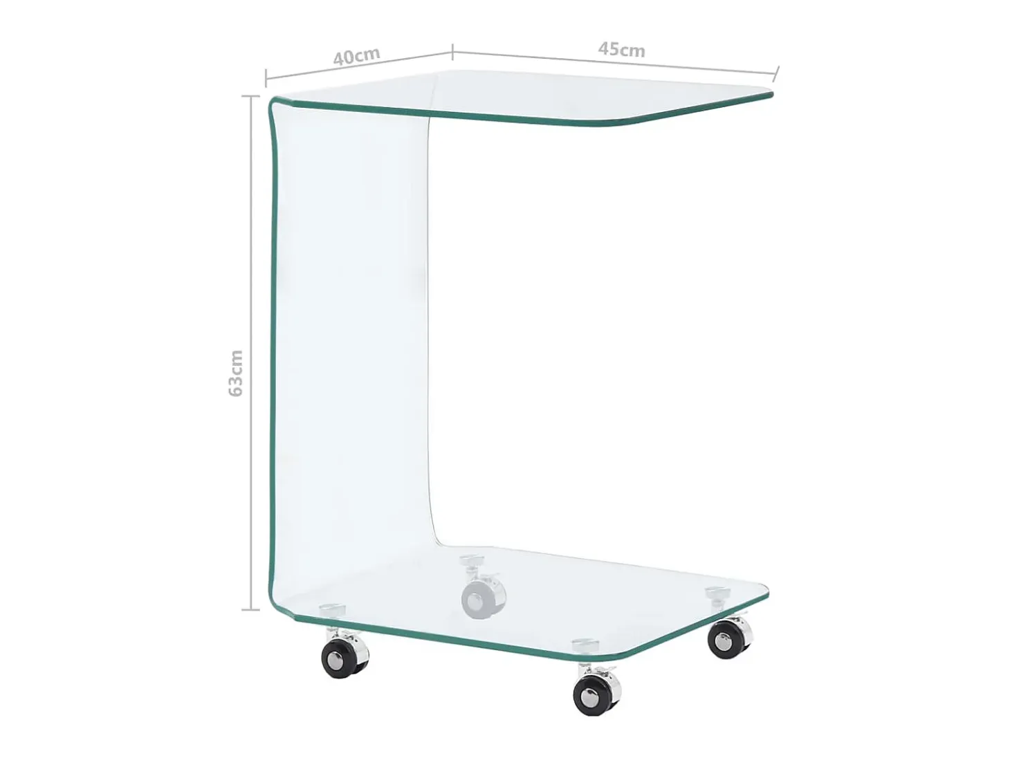 Mesa de centro de vidrio templado 45x40x63 cm