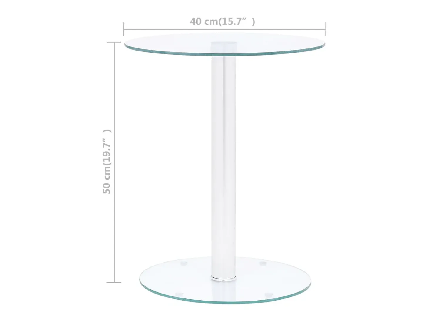Mesa de centro de vidrio templado transparente 40 cm