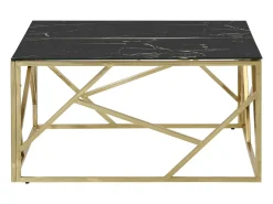 Mesa de centro dorada acero inoxidable y vidrio templado