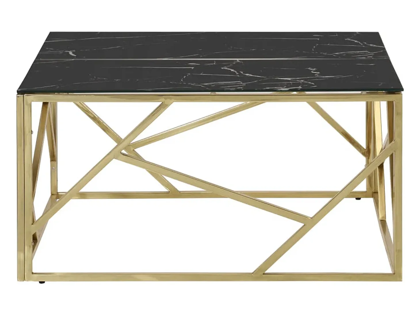 Mesa de centro dorada acero inoxidable y vidrio templado