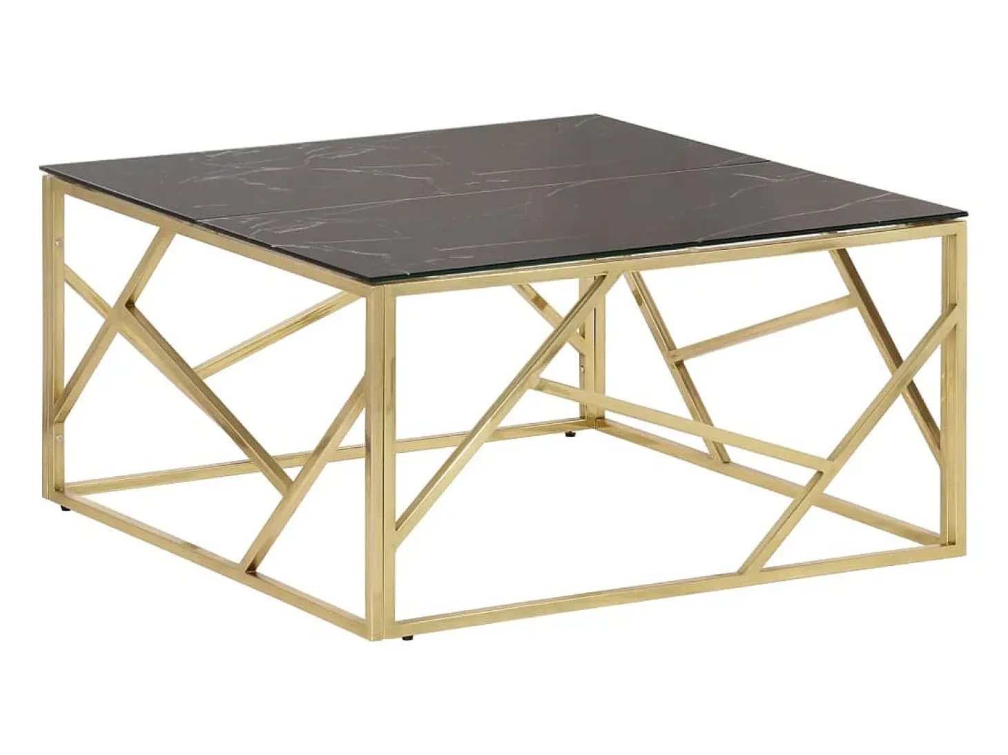 Mesa de centro dorada acero inoxidable y vidrio templado
