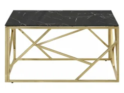 Mesa de centro dorada acero inoxidable y vidrio templado