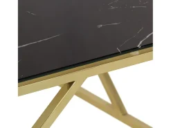 Mesa de centro dorada acero inoxidable y vidrio templado