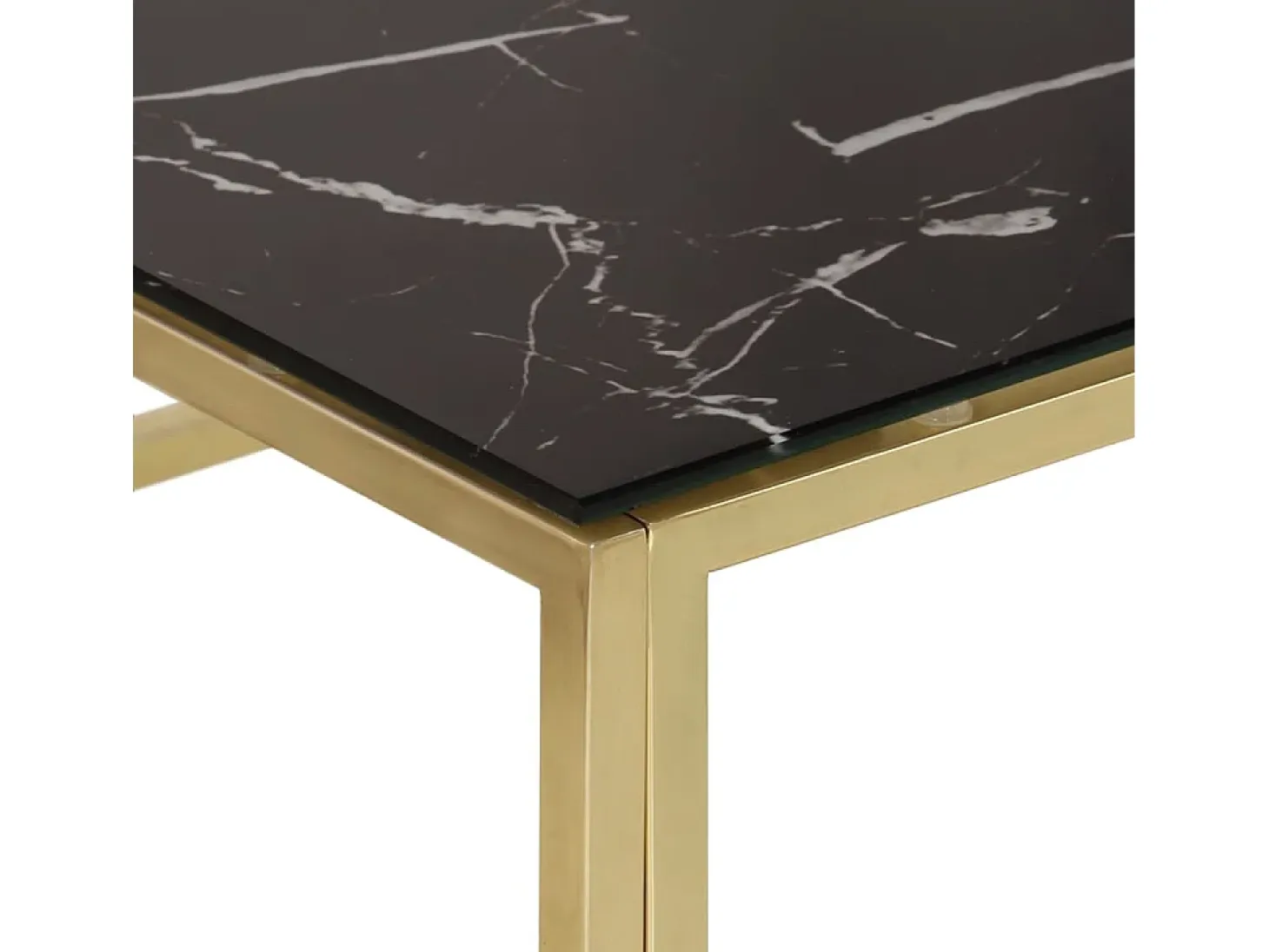 Mesa de centro dorada acero inoxidable y vidrio templado