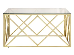 Mesa de centro dorada acero inoxidable y vidrio templado ES76093
