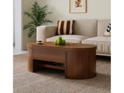 Mesa de centro elevable - 110 x 55,5 x 40 cm - con estante extensible + tablero elevable - MDF - natural oscuro