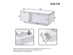 Mesa de centro elevable - 100 x 50 x 40 cm - con almacenaje oculto + LED + 1 cajón - aglomerado - blanco
