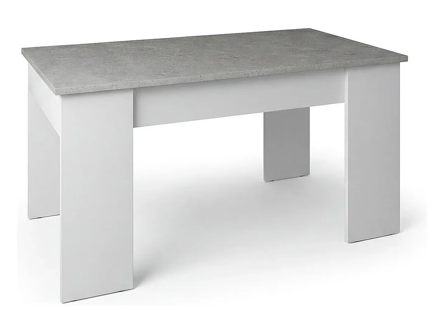 Mesa de centro elevable con almacenaje en blanco artik y gris cemento 90x43-53 cm Norak Blanco Artik (Blanco Mate) - Gris Cemento