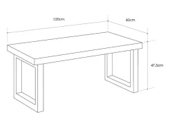 Mesa de centro elevable de 120x60x48 cm con sobre de madera y patas negras Darek