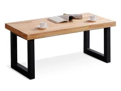 Mesa de centro elevable de 120x60x48 cm con sobre de madera y patas negras Darek