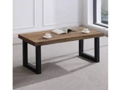 Mesa de centro elevable Loft con hueco de almacenaje roble american/negro 47,5-62x120x60 cm Adec