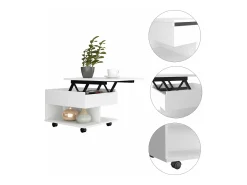 Mesa de Centro Elevable Luanda, con ruedas , 38.86 cm X 54.86 cm X 49.78 cm , Blanco